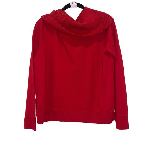 Lipstick Red Sweater, Cowl Neckline, Oversized, Knit, Michael Kors, L, Red - Picture 3 of 3